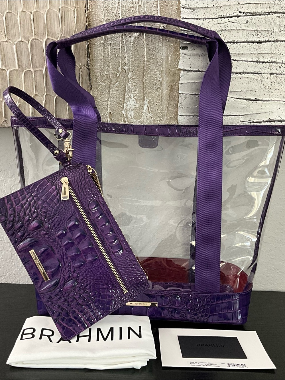 Brahmin Brooke ROYAL PURPLE SEAGATE Stadium Concert Event CLEAR BAG